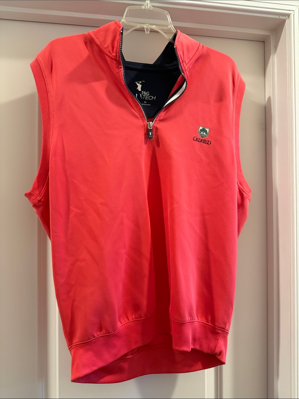 Men's Coral Sleeveless Quarter-Zip Golf Vest